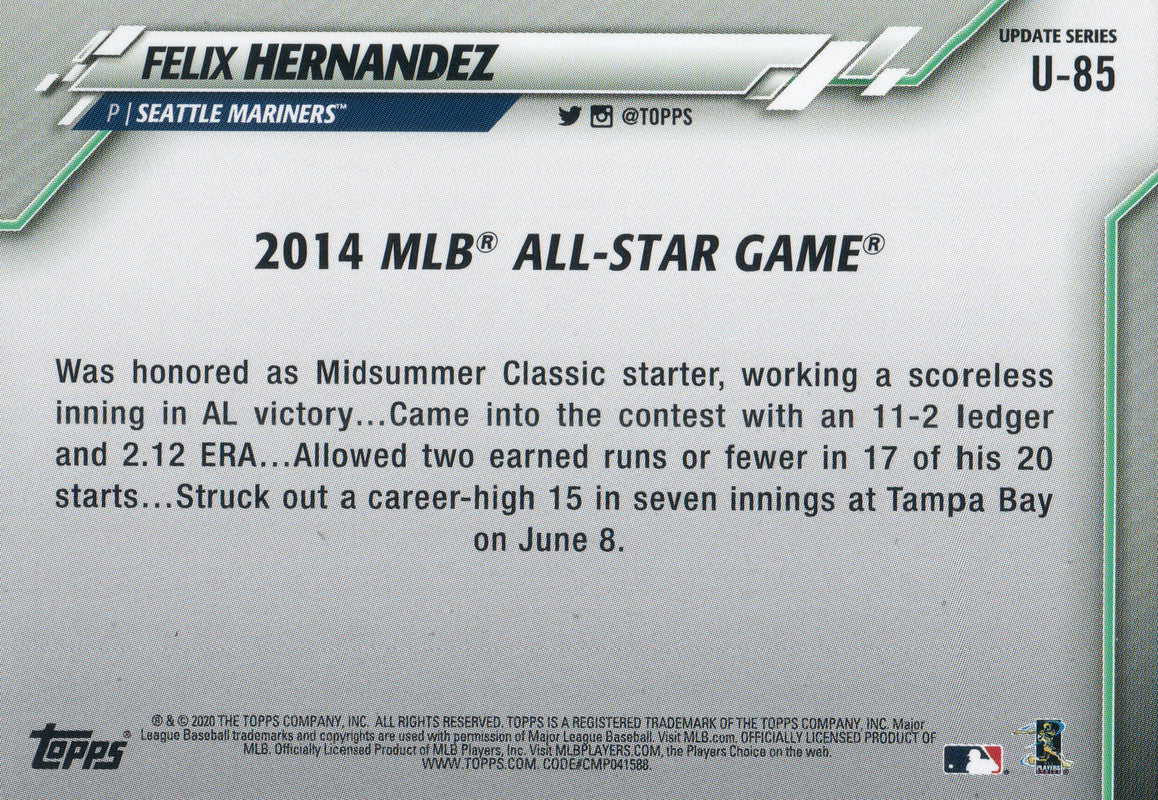 Felix Hernandez player worn jersey patch baseball card (Seattle