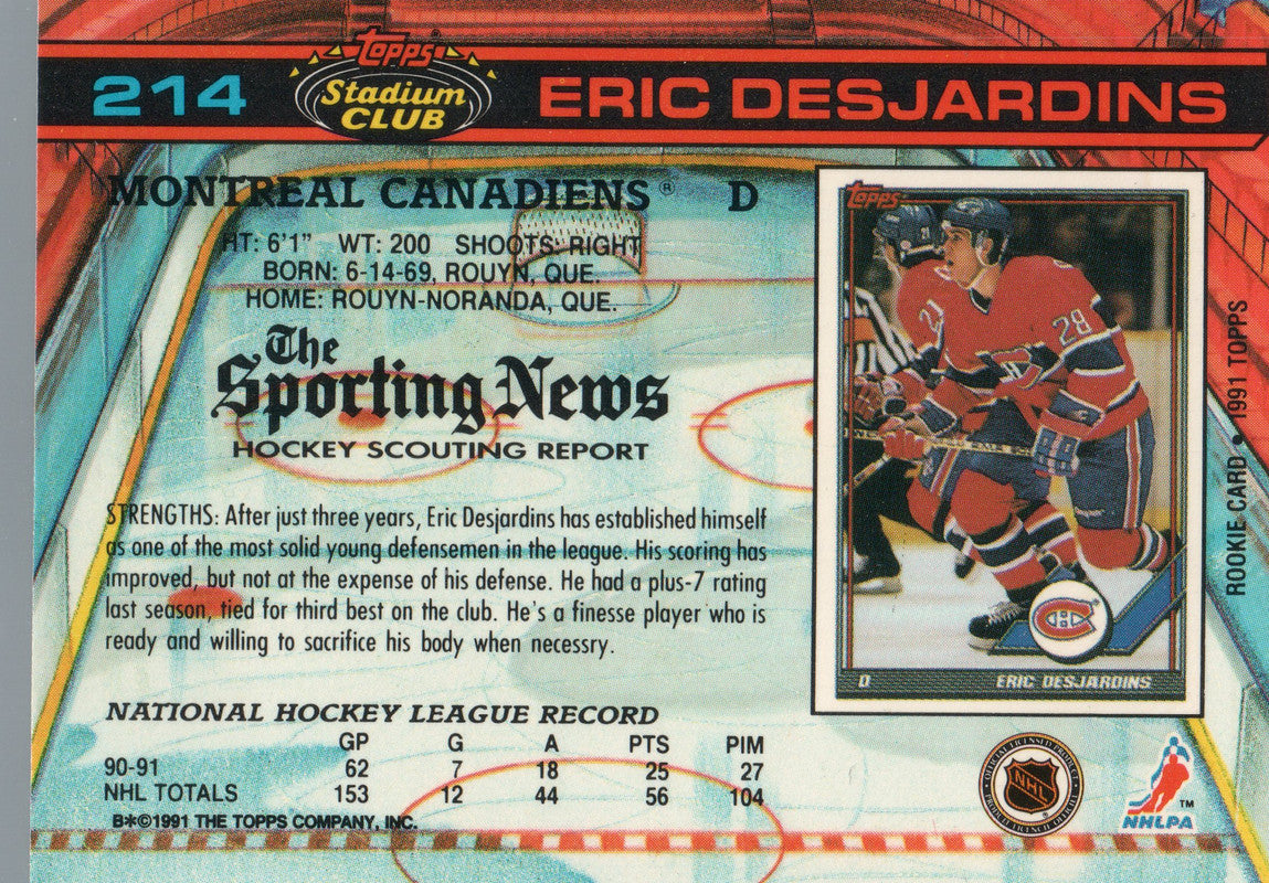 Eric Desjardins Montreal Canadiens Hand Signed 1991-92 UD Hockey Card - All  Sports Custom Framing