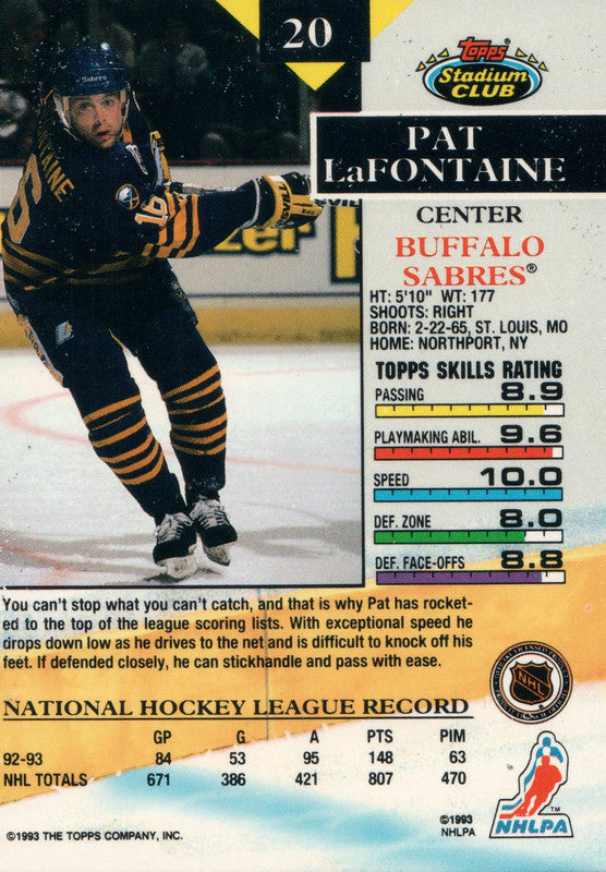 PAT LAFONTAINE 1995 Score Golden Blades 8 Hockey Card -  Denmark