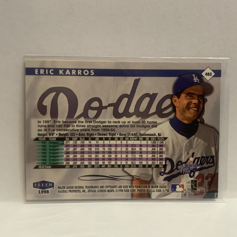 483 Eric Karros Los Angeles Dodgers 1998 Fleer Tradition Baseball Car –  GwynnSportscards
