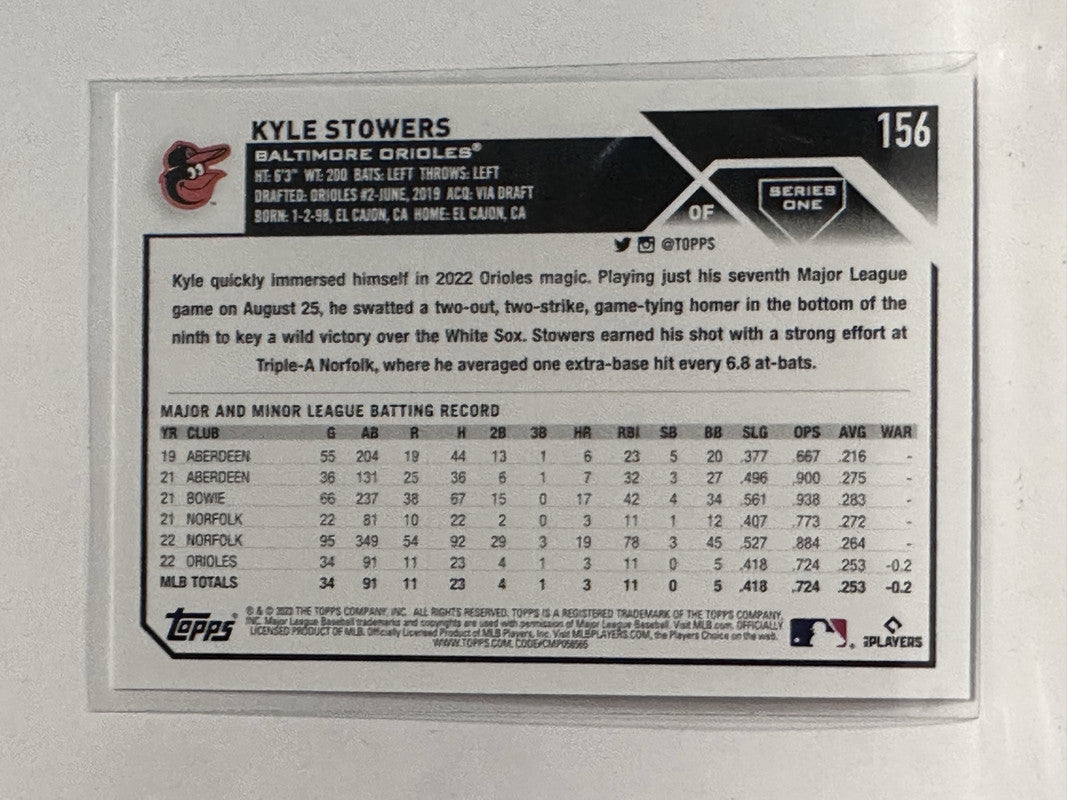  2023 Topps # 156 Kyle Stowers Baltimore Orioles