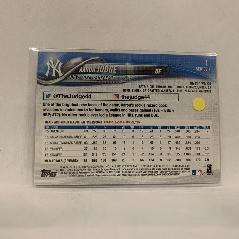 2018 Topps #1 Aaron Judge Baseball Card - Topps All-Star Rookie