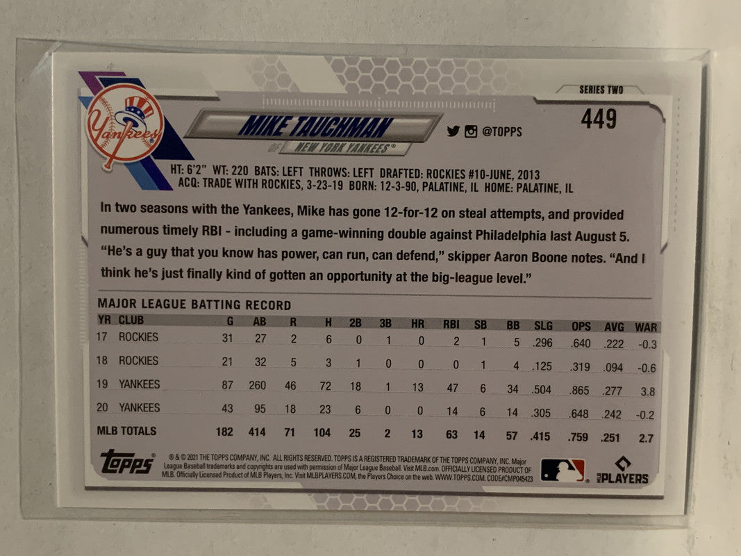 2021 Topps #449 Mike Tauchman New York Yankees