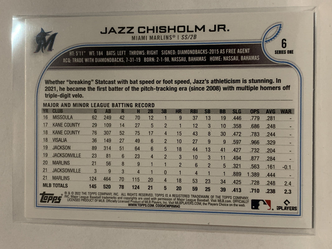 The Miami Marlins have placed SS/OF Jazz Chisholm Jr. on The 10