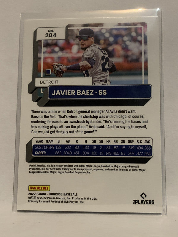2022 Donruss #204 Javier Baez Detroit Tigers Baseball Card