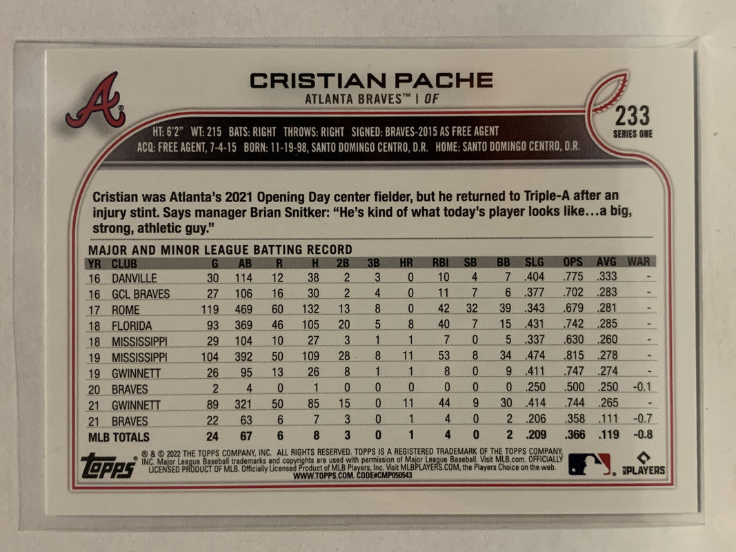 2022 Topps Cristian Pache Atlanta Braves #233
