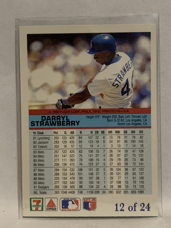 12 of 24 Darryl Strawberry Los Angeles Dodgers 1992 Fleer Baseball Ca –  GwynnSportscards