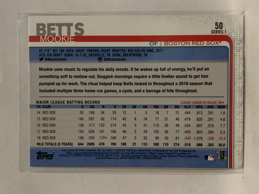 MOOKIE BETTS 2023 TOPPS SERIES 1 #50