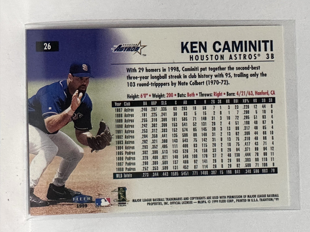 26 Ken Caminiti Houston Astros 1999 Fleer Tradition Baseball Card