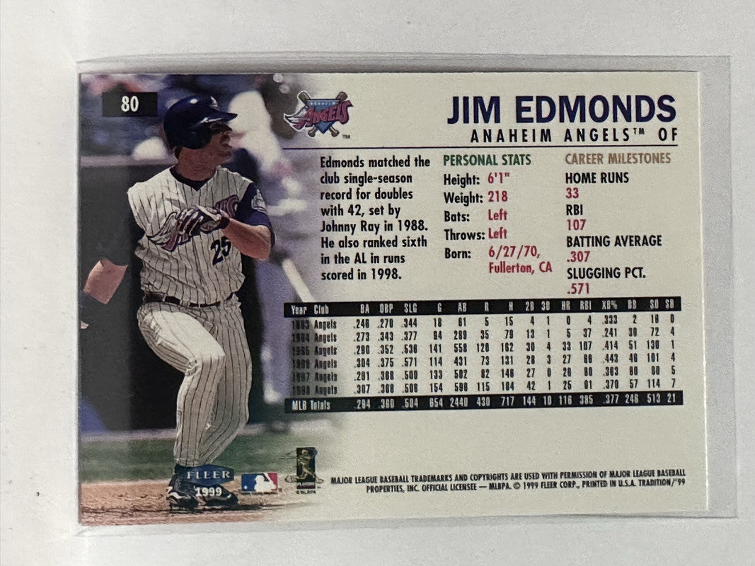 80 Jim Edmonds Los Angeles Angels 1999 Fleer Tradition Baseball