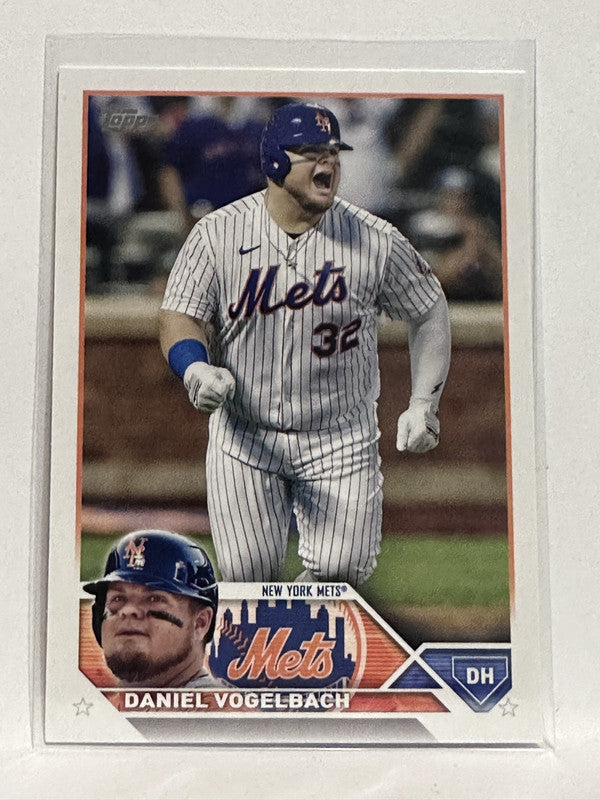 Daniel Vogelbach New York Mets 2023 Topps Baseball player card mounted on a  “4 x “6 black marble plaque at 's Sports Collectibles Store