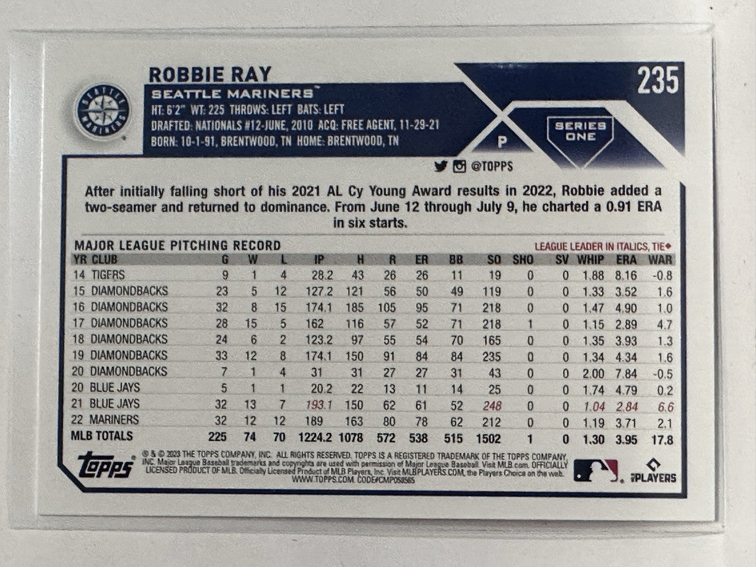 2023 Topps Baseball # 235 Robbie Ray