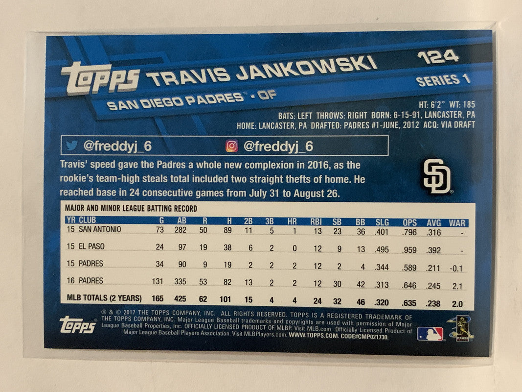 124 Travis Jakowski San Diego Padres 2017 Topps Series One