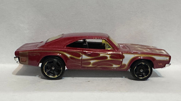 Red Flames '69 Dodge Charger 500 2014 Hot Wheels Diecast Car