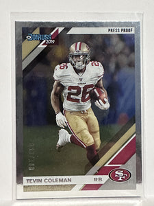 #20 Tevin Coleman 33/100 Silver Press Proof San Francisco 49ers 2019 Donruss Football Card