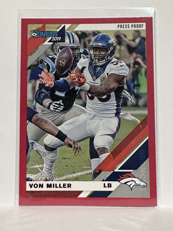 #84 Von Miller Variation Red Press Proof Denver Broncos 2019 Donruss Football Card