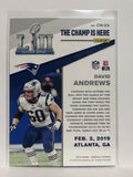 #CH-20 David Andrews Champ is Here New England Patriots 2019 Donruss Football Card