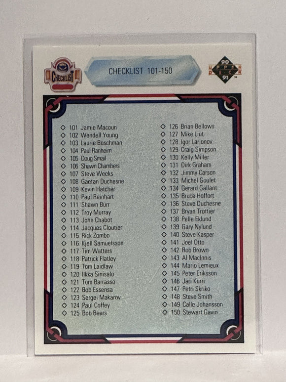 #200 Checklist 101-200  90-91 Upper Deck Hockey Card