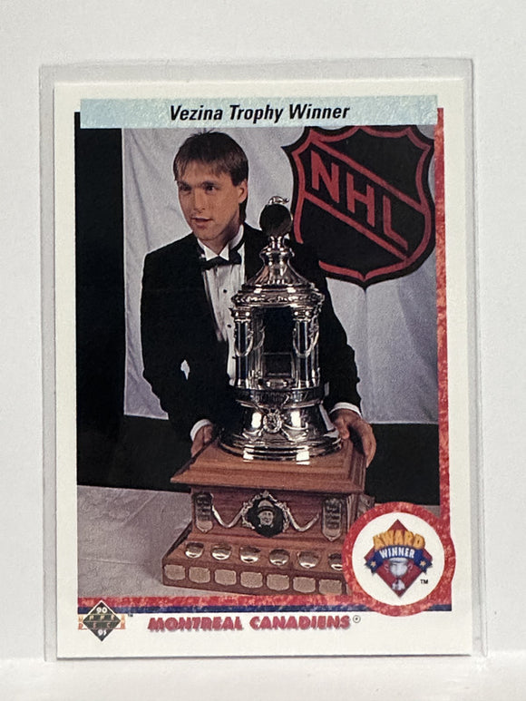 #207 Patrick Roy Vezina Trophy Montreal Canadiens 90-91 Upper Deck Hockey Card