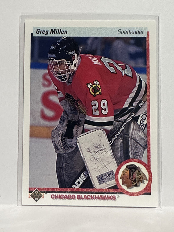 #213 Greg Millen Chicago Blackhawks 90-91 Upper Deck Hockey Card