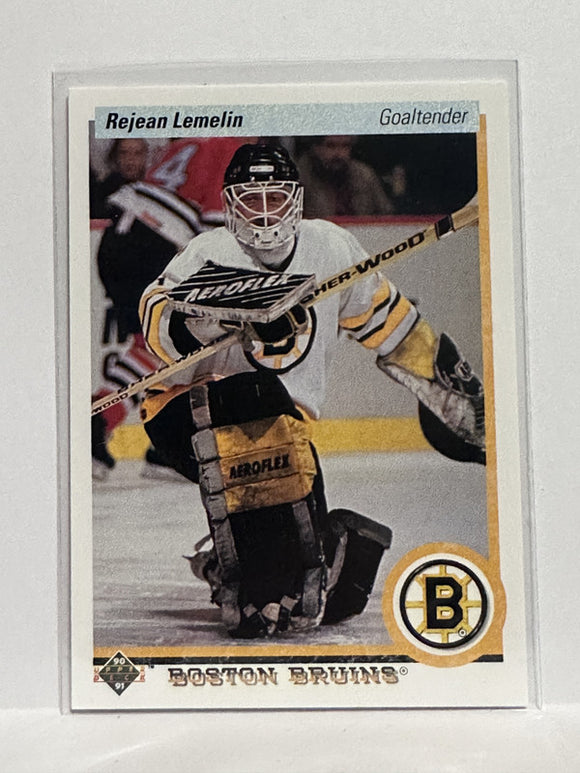 #215 Rejean Lemelin Boston Bruins 90-91 Upper Deck Hockey Card