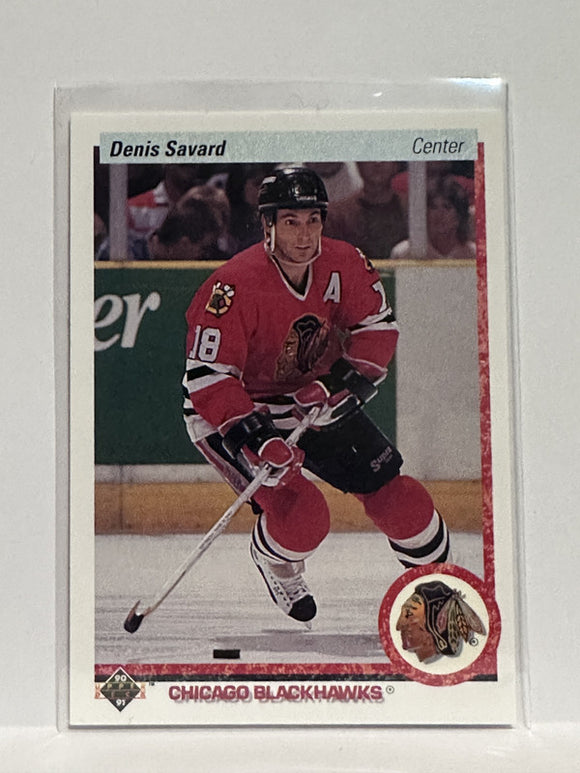 #244 Denis Savard Chicago Blackhawks 90-91 Upper Deck Hockey Card