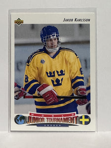 #229 Jakob Karlsson World Junior Tournament Sweden 92-93 Upper Deck Hockey Card