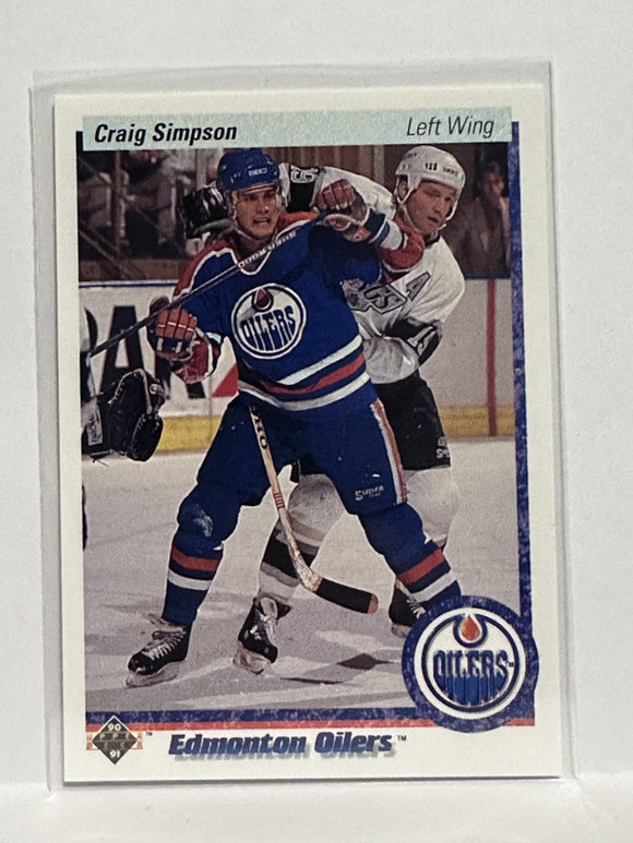 #129 Craig Simpson Edmonton Oilers 90-91 Upper Deck Hockey Card