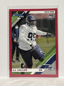 #263 L.J. Collier RC Red Press Proof Seattle Seahawks 2019 Donruss Football Card