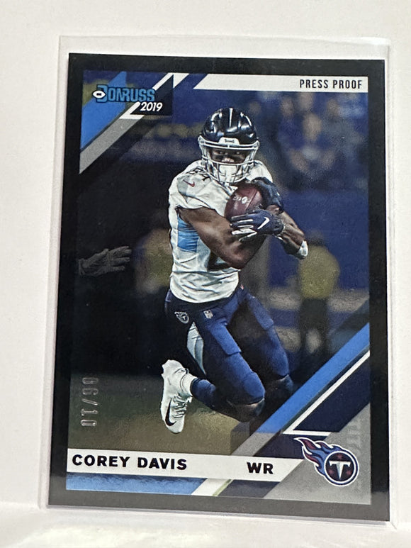 #245 Corey Davis 06/10 Black Press Proof Tennessee Titans 2019 Donruss Football Card