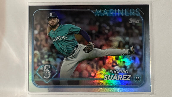 #231 Eugenio Suarez Rainbow Foil Seattle Mariners 2024 Topps Baseball Card