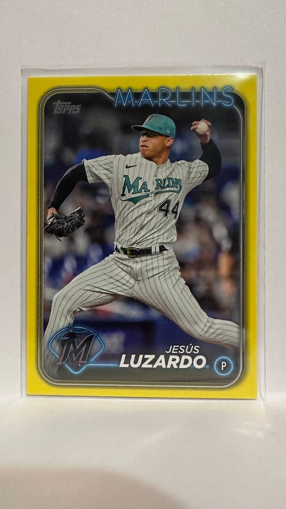 #123 Jesus Luzardo Yellow Miami Marlins 2024 Topps Baseball Card