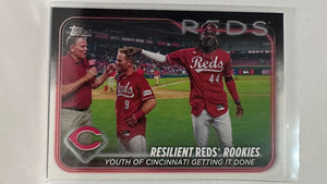 #133 Resilient Reds Rookies Checklist Cincinnati Reds 2024 Topps Baseball Card