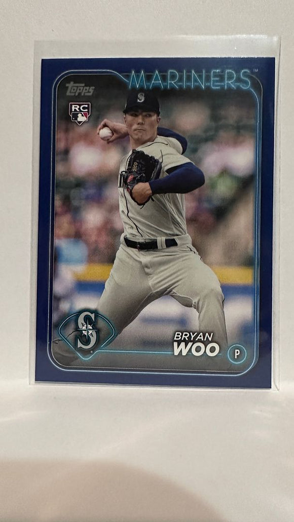 #12 Bryan Woo Rookie Blue Foil Seattle Mariners 2024 Topps Baseball Card