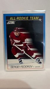 #382 Sergei Fedorov All Rookie Team Detroit Red Wings 91-92 Score Hockey Card