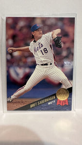 #93 Bret Saberhagen New York Mets 1993 Leaf Baseball Card