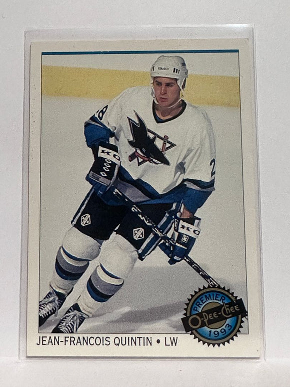 #37 Jean-Francoois Quintin San Jose Sharks 92-93 O-Pee-Chee Premier Hockey Card