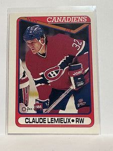 #451 Claude Lemieux Montreal Canadiens 90-91 O-Pee-Chee Hockey Card