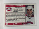 #69 Mathieu Schneider Montreal Canadiens 92-93 Score Hockey Card