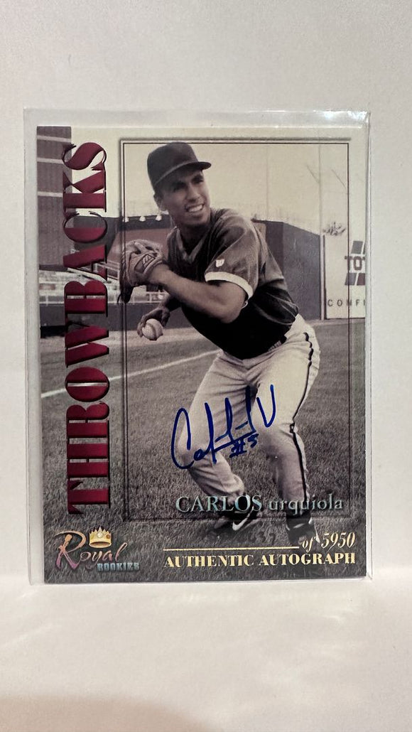 #35 Carlos Urquiola Auto Rookie 2437/5950 Throwbacks Arizona Diamondbacks 2001 Royal Rookies Baseball Card