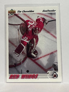 #129 Tim Cheveldae Detroit Red Wings 91-92 Upper Deck Hockey Card