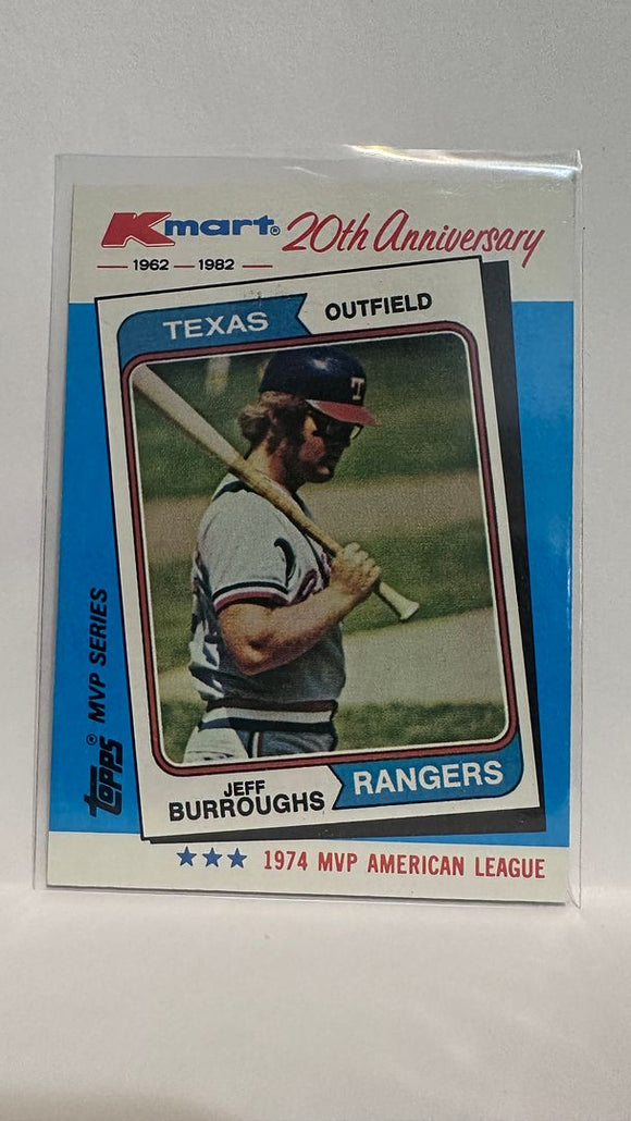 #25 Jeff Burroughs 20th Anniversary 1974 MVP Kmart Texas Rangers 1982 Topps Baseball Card