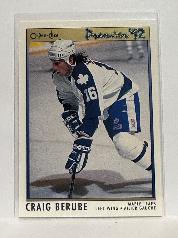 #47 Craig Berube Toronto Maple Leafs 91-92 O-Pee-Chee Premier Hockey Card