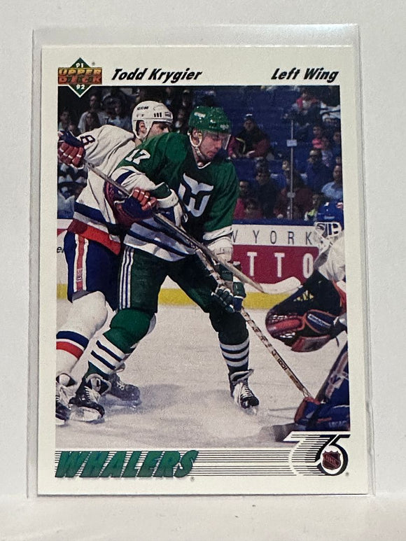 #215 Todd Krygier Hartford Whalers 91-92 Upper Deck Hockey Card