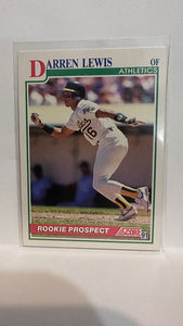 #350 Darren Lewis Rookie Prospect Oakland Athletics 1991 Score Baseball Card