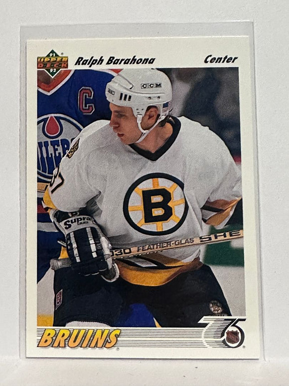 #496 Ralph Barahona Boston Bruins 91-92 Upper Deck Hockey Card