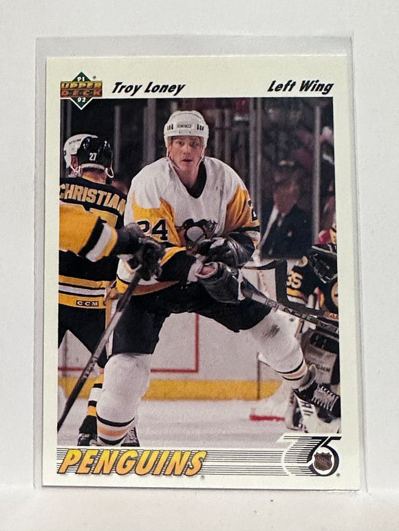 #489 Troy Loney Pittsburgh Penguins 91-92 Upper Deck Hockey Card