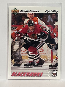 #438 Jocelyn Lemieux Chicago Blackhawks 91-92 Upper Deck Hockey Card