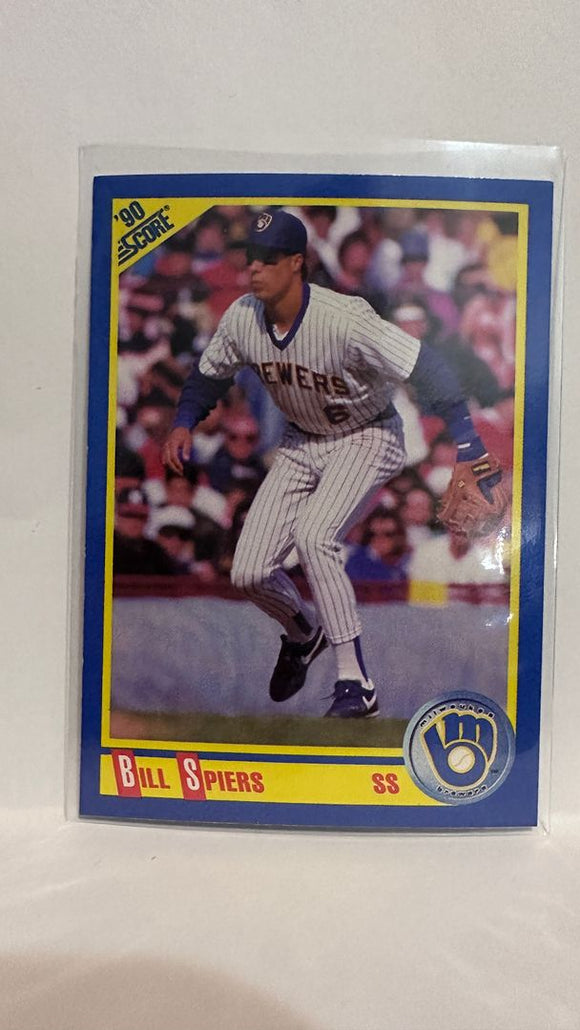 #449 Bill Spiers Milwaukee Brewers 1990 Score Baseball Card