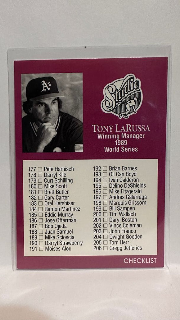 #263 Tony LaRussa Checklist Oakland Athletics 1991 Studio Baseball Card